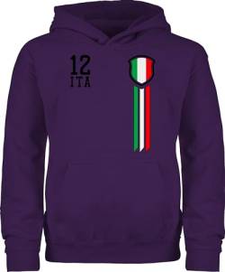 Shirtracer Kinder Hoodie Jungen Mädchen - Fußball EM WM - 12 Mann Italien - 116 (5/6 Jahre) - Lila - Italiener Fussball Pullover Europameisterschaft 2024 Italia Kids em- Fanartikel Italy fu Ball von Shirtracer