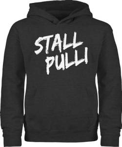 Shirtracer Kinder Hoodie Jungen Mädchen - Pferd Pferde - Stallpulli Distressed Reiten - 128 (7/8 Jahre) - Anthrazit meliert - pferdeliebhaber Pollover pferdepullis pferdemädchen pullis pferdehoodies von Shirtracer