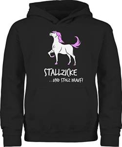 Shirtracer Kinder Hoodie Jungen Mädchen - Pferd Pferde - Stallzicke - 128 (7/8 Jahre) - Schwarz - Geschenk pferdefreund sprüche mit reiten pferden pferdegeschenke reiterinnen Pferdefreunde Reiter von Shirtracer