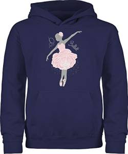 Shirtracer Kinder Hoodie Jungen Mädchen - Sport Kleidung - Ballerina - grau/rosa - 98 (1/2 Jahre) - Navy Blau - Ballett Pulli Pulover reitpullover Hoddies Pullover von Shirtracer