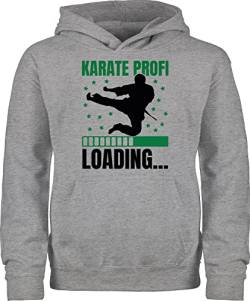 Shirtracer Kinder Hoodie Jungen Mädchen - Sport Kleidung - Karate Profi Loading - schwarz/grün - 140 (9/11 Jahre) - Grau meliert - Pullover reitpullover Pulli von Shirtracer