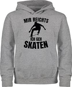 Shirtracer Kinder Hoodie Jungen Mädchen - Sport Kleidung - Mir reichts ich GEH Skaten - schwarz - 152 (12/13 Jahre) - Grau meliert - Skate Pullover Skater Pulli von Shirtracer