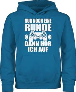 Shirtracer Kinder Hoodie Jungen Mädchen - Statement Sprüche - Nur noch eine Runde dann hör ich auf - 128 (7/8 Jahre) - Himmelblau - Clothes Hoodi polower Hoddie Pullunder kinderpulli oodie hoddis von Shirtracer