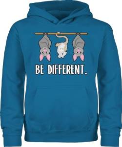 Shirtracer Kinder Hoodie Jungen Mädchen - Trend Kinderkleidung und Co - Be Different Tiere - 140 (9/11 Jahre) - Himmelblau - Pullover Kids Hoodies für fledermäuse Hoddies/pullies Fledermaus Hoody von Shirtracer