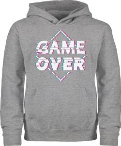 Shirtracer Kinder Hoodie Jungen Mädchen - Trend Kinderkleidung und Co - Game Over - Glitch - weiß - 140 (9/11 Jahre) - Grau meliert - Gaming Pullover Pullunder Pulli Hoodies von Shirtracer