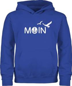 Shirtracer Kinder Hoodie Jungen Mädchen - Trend Kinderkleidung und Co - Moin Moin Hamburg Maritime Nordsee Geschenk - 152 (12/13 Jahre) - Royalblau - Boot Pullover moein Pulli möwe Sweater ostsee von Shirtracer