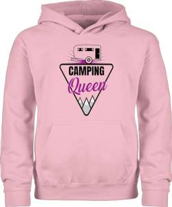 Shirtracer Kinder Hoodie Jungen Mädchen - Urlaub - Camping Queen - schwarz/lila - 140 (9/11 Jahre) - Hellrosa - Pullover Jungs Pullunder Kapuzenpullover reitpullover Pulli von Shirtracer