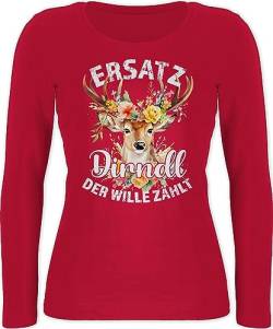 Shirtracer Langarmshirt Damen - Kompatibel mit Oktoberfest - Ersatz Dirndl Der Wille Zählt - M - Rot - Bavaria Oberteil bayrisch oktoberfestbekleidung Oberteile Trachten Oktober fest trachtenshirts von Shirtracer