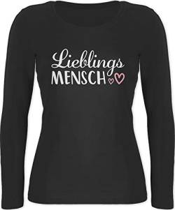 Shirtracer Langarmshirt Damen - Valentinstag Partner Liebe - Lieblingsmensch Schriftzug - L - Schwarz - valentinsgeschenk für sie valentinsgeschenke Paare Geschenke verliebte sprüche Geschenk von Shirtracer