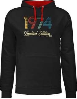 Shirtracer Pullover Herren Frauen Hoodie Kontrast zweifarbig - 50. Geburtstag - Limited Edition 1974-3XL - Schwarz/Rot - Geschenke 50 zum für jährige Jahre Geschenk jähriger Aufdruck 50zigster 50ger von Shirtracer