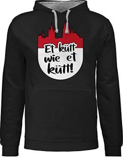 Shirtracer Pullover Herren Frauen Hoodie Kontrast zweifarbig - Karneval & Fasching Damen - Et kütt wie et kütt! rot weiß - Kölsch Grundgesetz Köln Echte Kölner - L - Schwarz/Grau meliert von Shirtracer