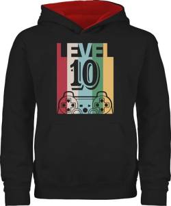 Shirtracer Pullover Kinder Hoodie Jungen Mädchen - Gaming Level Zehn - 140 (9/11 Jahre) - Schwarz/Rot - Kind 10 10. Geburtstag 10th Jahre Years Old Zahl alt Geschenk Geburtstagsgeschenke Geburtstag, von Shirtracer