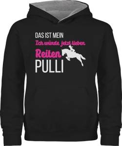 Shirtracer Pullover Kinder Hoodie Jungen Mädchen - Pferd Pferde - Mein ich würde jetzt Lieber Reiten Pulli weiß - 140 (9/11 Jahre) - Schwarz/Grau meliert - Pferde+Pullover+mädchen Reiter Will pullis von Shirtracer