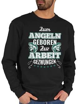 Shirtracer Sweater Pullover Sweatshirt Herren Damen - Angler Geschenke & Zubehör - Zum Angeln geboren zur Arbeit gezwungen - L - Schwarz - witzige sprüche Fishing sprüchen Spruch. mit Spruch sprueche von Shirtracer