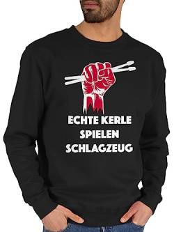 Shirtracer Sweater Pullover Sweatshirt Herren Damen - Musik Instrument Zubehör - Echte Kerle Spielen Schlagzeug - XL - Schwarz - Instrumente Schlagzeuger Drummer von Shirtracer