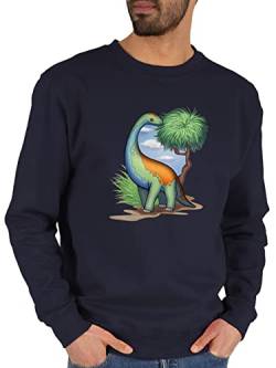 Shirtracer Sweater Pullover Sweatshirt Herren Damen - Tiere Meerschweinchen Hase & Co. - Dino - Langhals - L - Dunkelblau - tiermotiv Dinosaurier Animal tiermotive Tier Tieren von Shirtracer