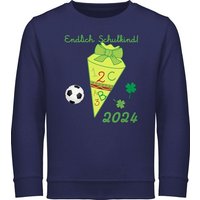 Shirtracer Sweatshirt Endlich Schulkind 2024 Schultüte ABC gelb/grün Einschulung Mädchen von Shirtracer