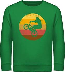 Shirtracer Sweatshirt Kinder Pullover für Jungen Mädchen - Sport Kleidung - BMX Jump - 152 (12/13 Jahre) - Grün - Mountainbike Hoddies/pullies Jungs MTB Pulli Downhill polovers Vintage Fahrrad von Shirtracer