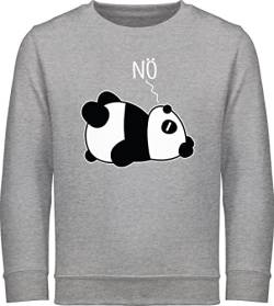 Shirtracer Sweatshirt Kinder Pullover für Jungen Mädchen - Statement Sprüche - Nö - Panda - weiß - 152 (12/13 Jahre) - Grau meliert - Geschenk zur Einschulung mit Sweatshirts lustige Sweater Spruch von Shirtracer