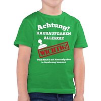 Shirtracer T-Shirt Achtung Hausaufgaben Allergie Einschulung Junge Schulanfang Geschenke von Shirtracer