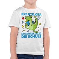 Shirtracer T-Shirt Bye Bye Kita ich rocke jetzt die Schule Dino Schultüte Einschulung Junge Schulanfang Geschenke von Shirtracer