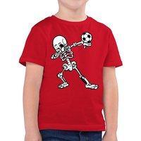 Shirtracer T-Shirt Dabbendes Skelett mit Fussball Kinder Sport Kleidung von Shirtracer