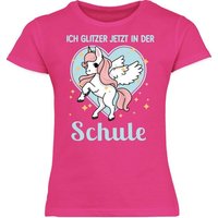 Shirtracer T-Shirt Einhorn mit Herz - Ich Glitzer jetzt in der Schule Einschulung Mädchen von Shirtracer