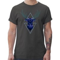 Shirtracer T-Shirt Geometrischer Hirsch - blau Mode für Oktoberfest Herren von Shirtracer