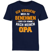 Shirtracer T-Shirt Ich versuche mich zu benehmen aber ich komme nach meinem Opa orange Statement Sprüche Kinder von Shirtracer