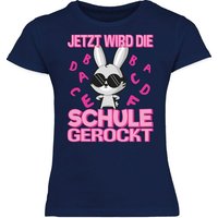 Shirtracer T-Shirt Jetzt wird die Schule gerockt Hase Einschulung Mädchen von Shirtracer