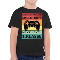 Shirtracer T-Shirt Level Complete Kindergarten - Next Level 1. Klasse Einschulung Junge Schulanfang Geschenke von Shirtracer