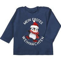 Shirtracer T-Shirt Mein erstes Weihnachten mit Pinguin - weiß Weihnachten Kleidung Baby von Shirtracer