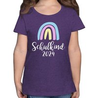 Shirtracer T-Shirt Schulkind 2024 Regenbogen Pastell / Weiß Einschulung Mädchen von Shirtracer