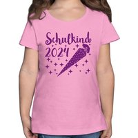 Shirtracer T-Shirt Schulkind 2024 - Schultüte und Sternchen - lila Einschulung Mädchen von Shirtracer