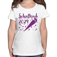 Shirtracer T-Shirt Schulkind 2024 - Schultüte und Sternchen - lila Einschulung Mädchen von Shirtracer