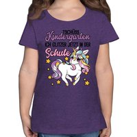 Shirtracer T-Shirt Tschüss Kindergarten Einhorn - Glitzer jetzt in der Schule Einschulung Mädchen von Shirtracer