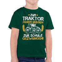 Shirtracer T-Shirt Zum Traktor fahren geboren zur Schule gezwungen Orange/Weiß Einschulung Junge Schulanfang Geschenke von Shirtracer