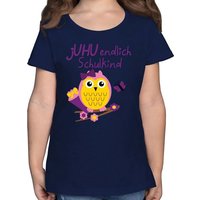 Shirtracer T-Shirt jUHU endlich Schulkind Eule Schultüte Einschulung Mädchen von Shirtracer