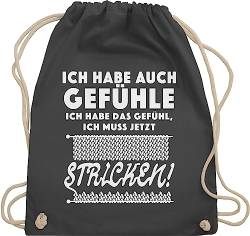 Shirtracer Turnbeutel Rucksack - Hobby Outfit - Ich habe auch Gefühle. Ich habe das Gefühl, ich muss jetzt stricken! - Unisize - Dunkelgrau - umhängebeutel stoff turnsackerl stoffrucksack sportbeutel von Shirtracer