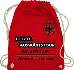 Shirtracer Turnbeutel Rucksack - JGA Junggesellenabschied Männer - Letzte Auswärtstour Bräutigam - Unisize - Rot - auswärts polter rucksäcke jungesellenabschied groom beutelrucksäcke outfit von Shirtracer