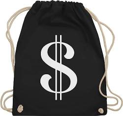 Shirtracer Turnbeutel Rucksack - Karneval & Fasching - Taschen - Dollar-Zeichen Money Räuber Dieb Panzerknacker Geld Bankräuber - Unisize - Schwarz - dollar sack karnevalsbeutel faschings geldsack von Shirtracer