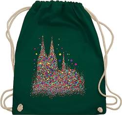 Shirtracer Turnbeutel Rucksack - Karneval & Fasching - Taschen - Kölner Dom Konfetti - Unisize - Dunkelgrün - für wurfmaterial carneval mit sportbeutel groß wurfbeutel karneval& print beutelrucksack von Shirtracer