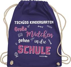 Shirtracer Turnbeutel Rucksack - Schulanfang & Einschulung Geschenk - Tschüss Kindergarten Große Mädchen - Unisize - Lila - schulkind kiga schule sportbeutel baumwolle grundschule geschenke für von Shirtracer