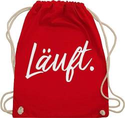 Shirtracer Turnbeutel Rucksack - Sprüche - Läuft - Statement - Unisize - Rot - mit aufschrift typo beutelrucksäcke taschen statements läuft. matchbeutel festival spruch läuft beutel stoff laeuft von Shirtracer