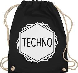 Shirtracer Turnbeutel Rucksack - & Konzert - Techno Festival Motiv - Unisize - Schwarz - festivalbeutel festivals beutel festival-bag festivalzubehör rucksackbeutel festivaltasche sachen für bag von Shirtracer