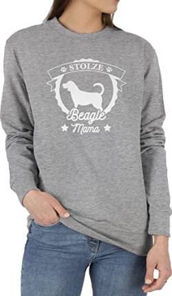 Sweater Pullover Sweatshirt Herren Damen - Geschenk für Hundebesitzer - Stolze Beagle Mama - XL - Grau meliert - sprüchen hund mit hundemotiv hunde spruch hundefan haustierhoodie hundesprüchen von Shirtracer