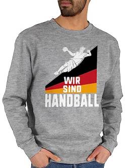 Sweater Pullover Sweatshirt Herren Damen - Handball EM 2024 Trikot Ersatz - Wir sind Handball! Deutschland - XS - Grau meliert - beachhandball handballer geschenke wm 2022 fans fan handball+sprüche von Shirtracer