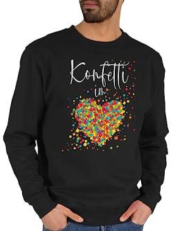 Sweater Pullover Sweatshirt Herren Damen - Karneval & Fasching - Konfetti im Herzen - L - Schwarz - Frauen für kölscher koelner zum Faschings in köln Verkleidet Frau &Fasching rut und wiess 2023 von Shirtracer