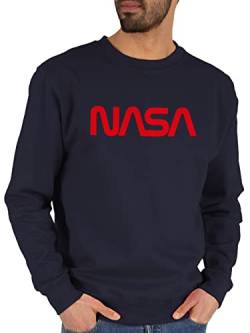 Sweater Pullover Sweatshirt Herren Damen - Nerd Geschenke - Nasa - Raumfahrt Astronaut Mondlandung Weltraum - L - Dunkelblau - space x sweatshirts geek worm logo pulli nerds geschenk männer von Shirtracer