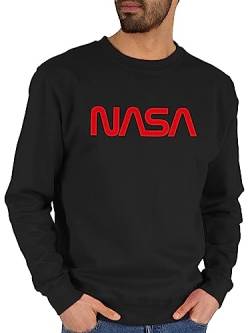 Sweater Pullover Sweatshirt Herren Damen - Nerd Geschenke - NASA - Raumfahrt Astronaut Mondlandung Weltraum - L - Schwarz - Nerds & Geeks Pulli nerdgeschenk Worm männer Geschenk Logo nerdige von Shirtracer